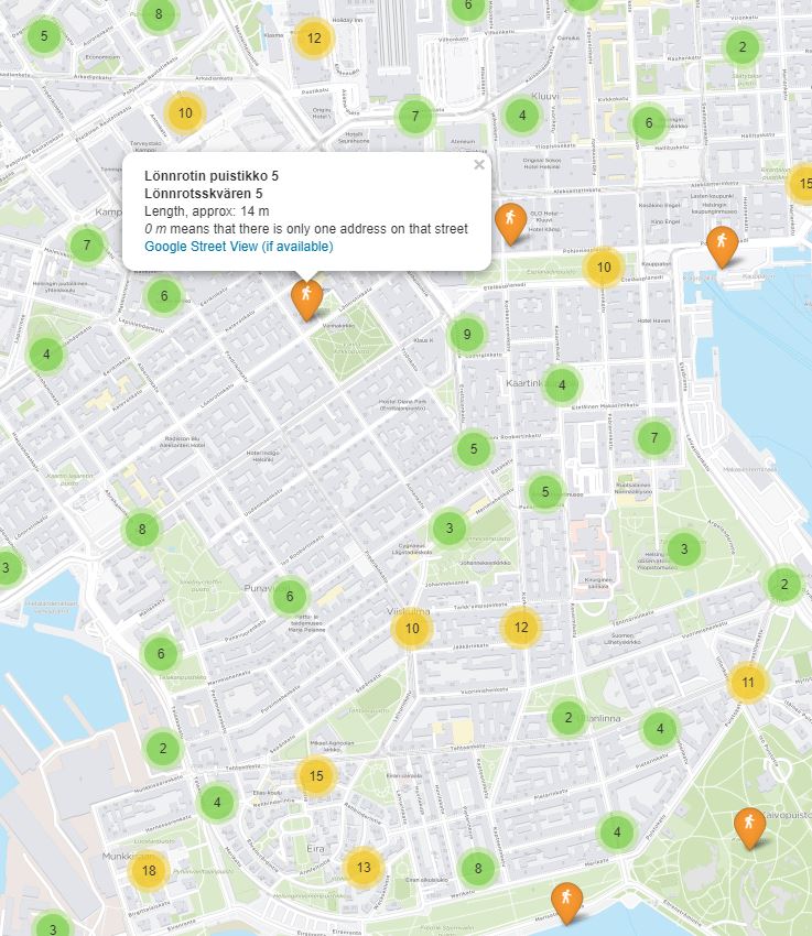 helsingin-katujen-pituudet-kartalla