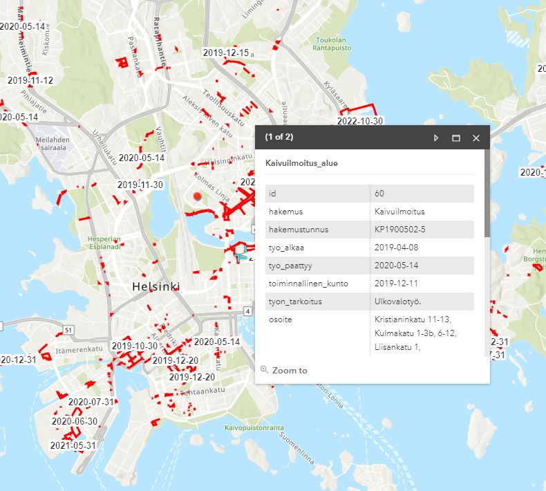 Katutyöt Helsingissä - Sovellukset - Helsinki Region Infoshare