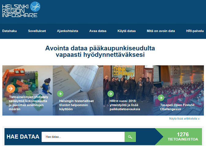 Frontpage of hri.fi.