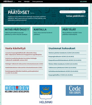 Kuvakaappaus Päätökset-palvelusta.