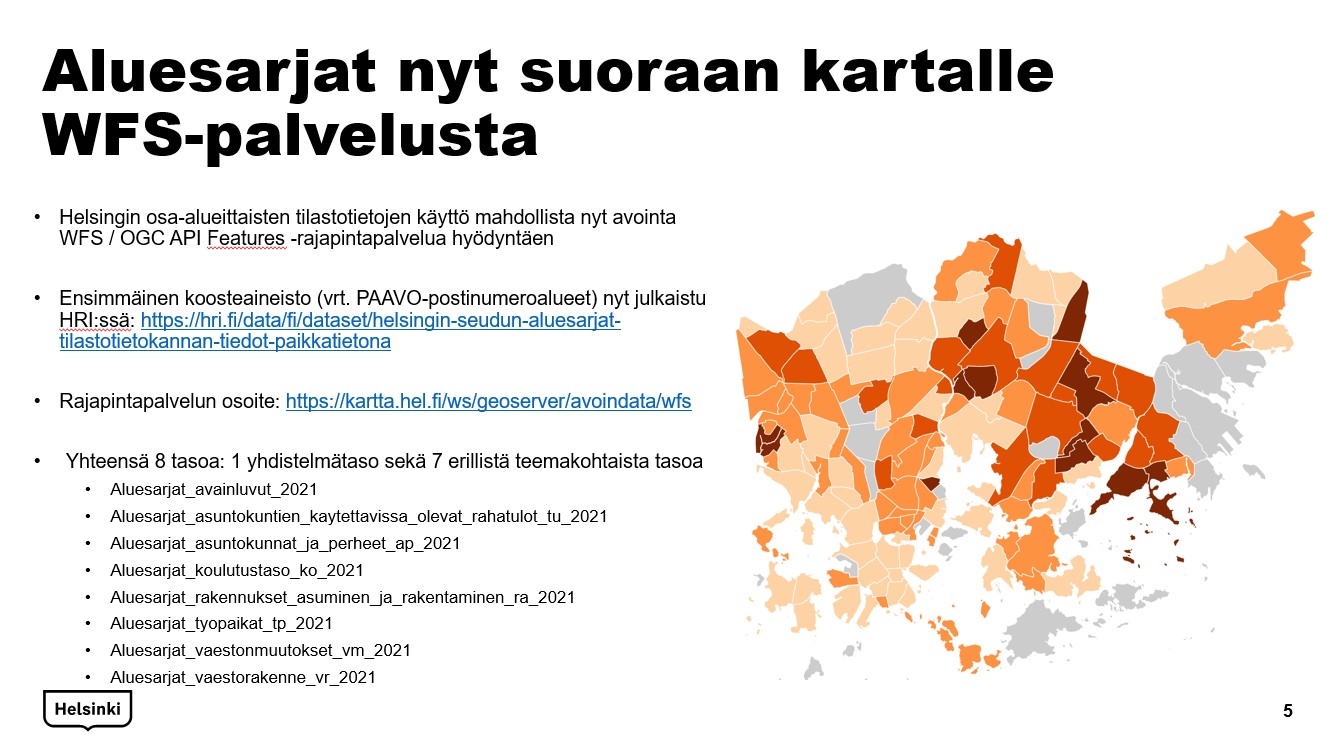 Tietoa aluesarjadatasta, jota on saatavilla nyt myös paikkatietona.